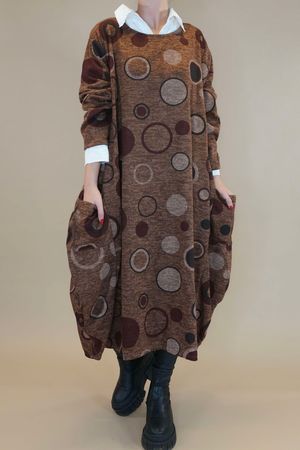Made in Italy Mighty Hoopla Oversized Fine Knit Cocoon Dress Chestnut 
